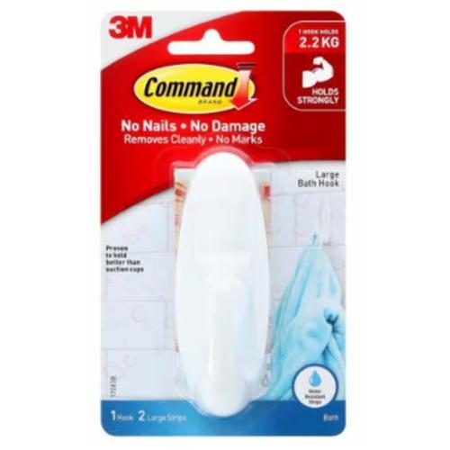 3M 11176 Command Bathroom Hook 17083B Large White [7011387304] Carousel 1