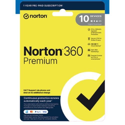 NortonLifeLock Norton 360 Premium - 1 User - 10 Devices - 12 Months 100GB PC Carousel 1