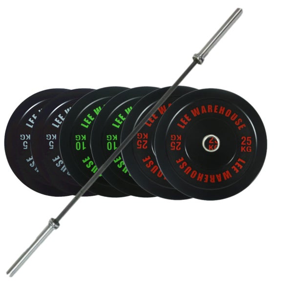 Weights Set Bumper Plates 80kg with 7FT 700lbs Barbell Carousel 1