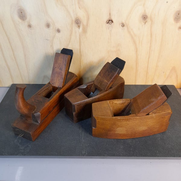 3 wooden planes - 10inch smoothing plane and 2 x 8inch coffin planes Carousel 1