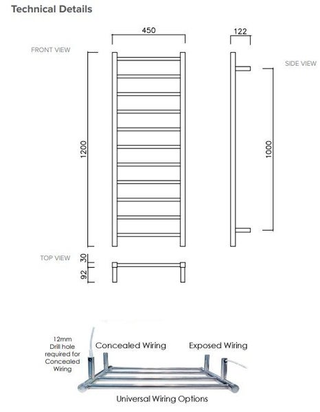 QUADRO SQUARE LADDER 11 BAR 1200x450 - CHROME Carousel 2