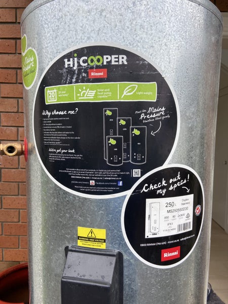 Hot Water Cylinder 2017 HJ Cooper 250L Stainless Steel Mains Pressure Carousel 1