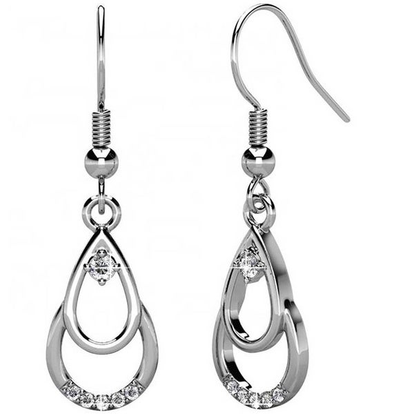 18K White-Gold dangle earrings with AAA Grade Crystals "Collette" Carousel 1