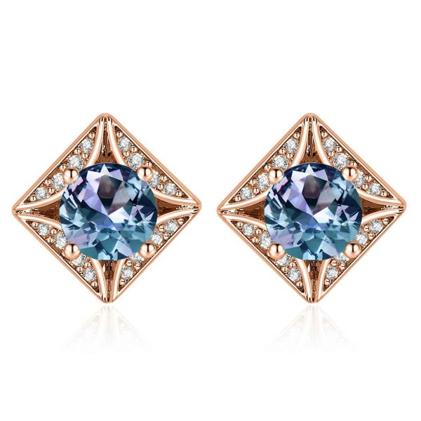 Rose Gold Stud Alexandrite Earrings "Andrea" Carousel 1