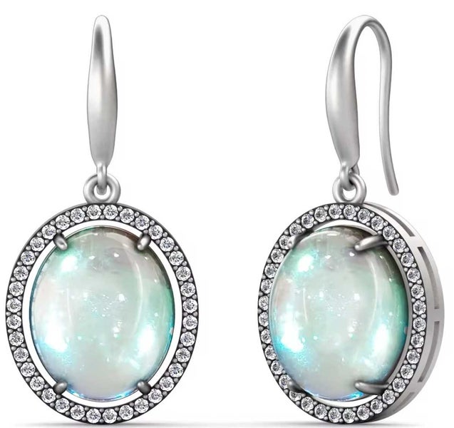 Silver Crystal Moon Stone Earrings "Moon Glow" Carousel 1