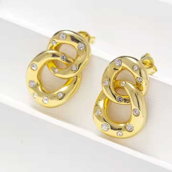 18K Gold Crystal Chain Earrings "Caldwell" Carousel 2