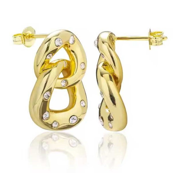 18K Gold Crystal Chain Earrings "Caldwell" Carousel 3