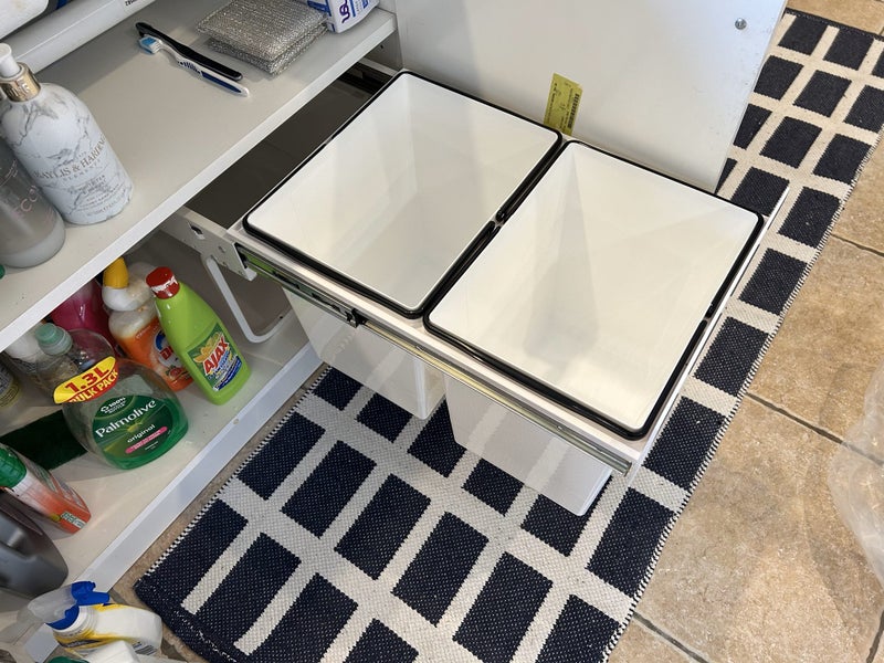 Bottom Mount Rubbish Bin - Slide Out Style - Grey & White - $70.00 Each! Carousel 1