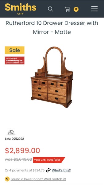 Rutherford 10 Drawers Dresser With Mirror -Matte Carousel 2