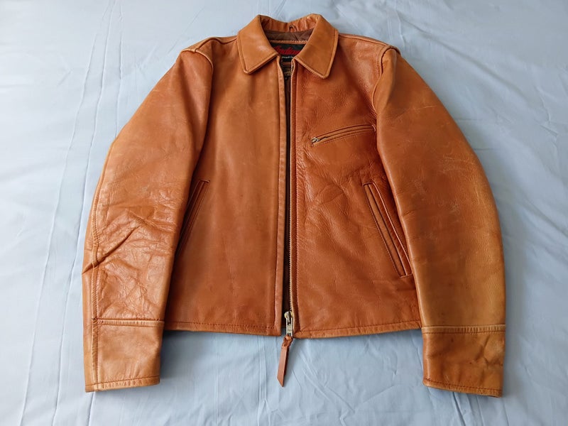 Vintage Highwayman Front Quarter Horsehide Tan Leather Jacket629604616244491120