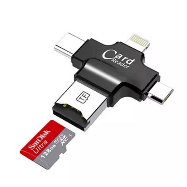 4 in 1 USB OTG Adapter SD TF Card Reader for iPhone Android-Black Carousel 1