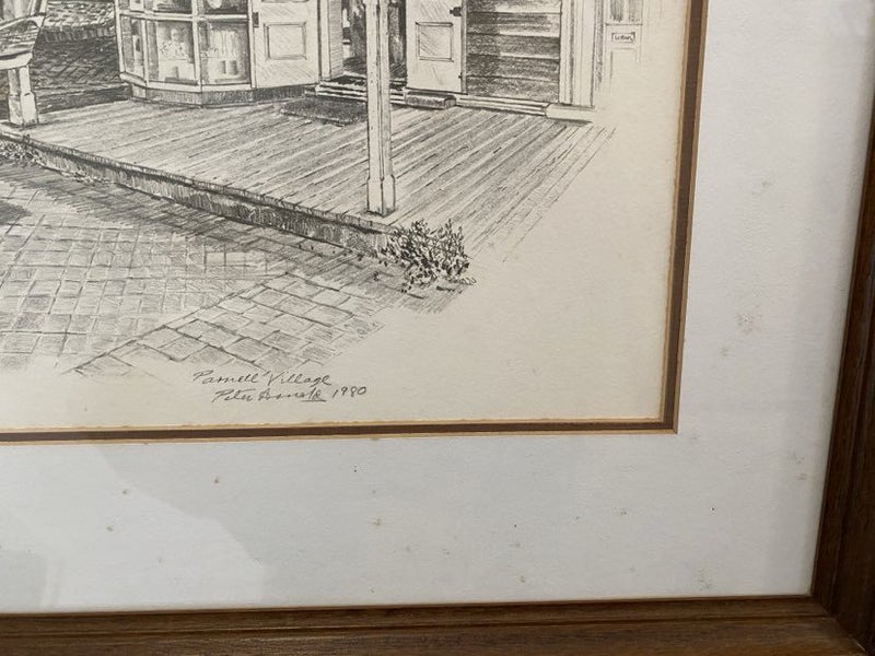 FRAMED DRAWING: 327 Parnell Road, Parnell, Auckland by Peter Arnold 1980 Carousel 8
