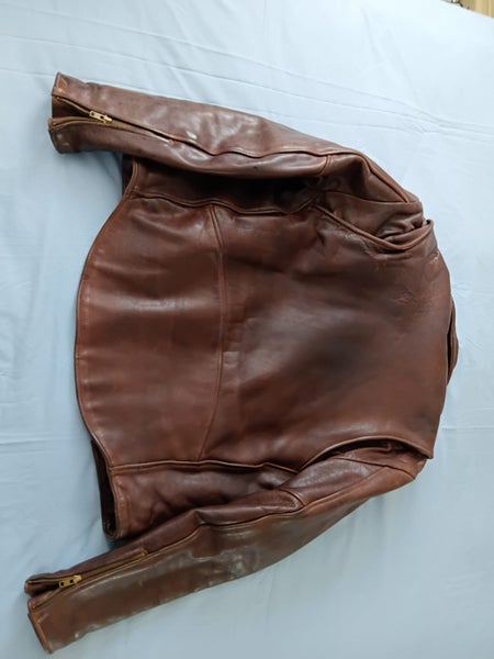 Vintage Chestnut Coloured Very Heavy Horsehide Leather Jacket62960461629443111