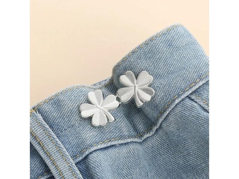 1PCS Four Leaf Clover Tightener Adjustable Waist Buckle For Jeans No Sewing Carousel 1