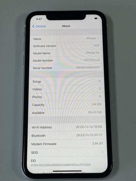 iPhone XR 256GB Unlocked - White - 100% Battery - SIM+eSIM - Like New63668859865986113