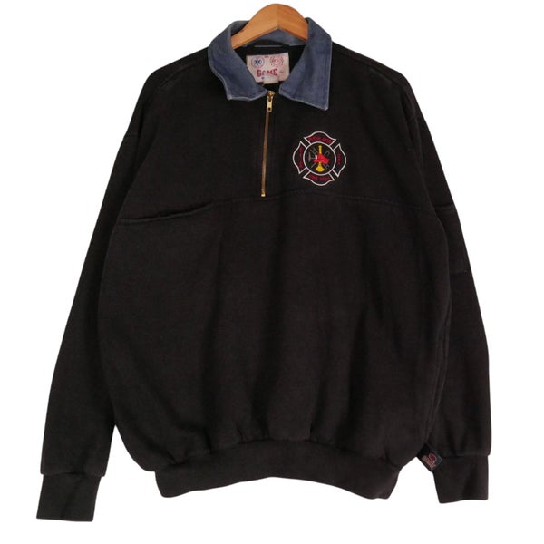 Vintage US Fire Department Denim Collar Pullover Jacket XL Carousel 1