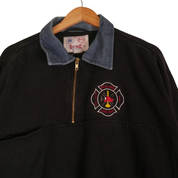 Vintage US Fire Department Denim Collar Pullover Jacket XL Carousel 2
