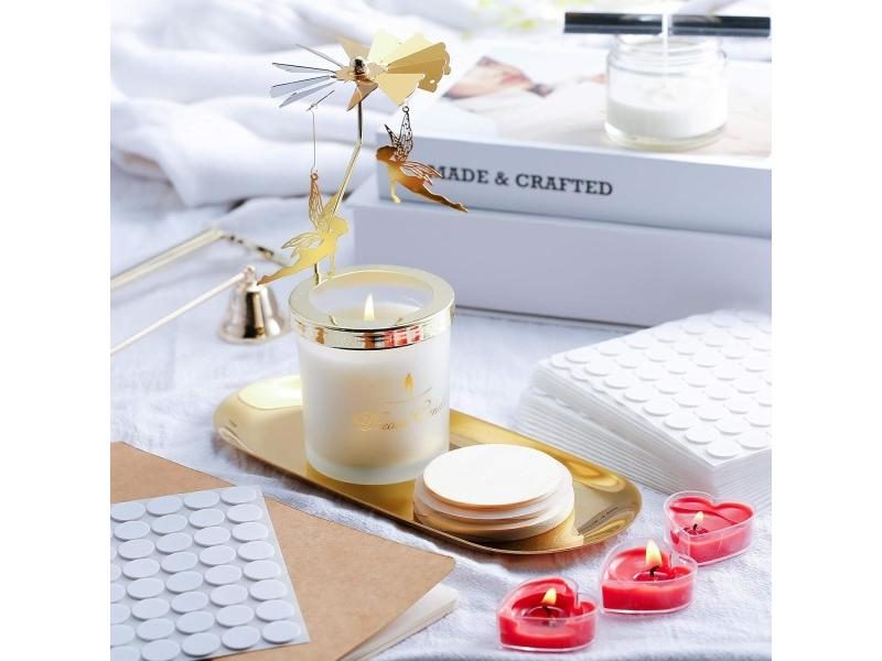 50Pcs 15mm Candle Wick Stickers Double-Sided Heat Resistance Stickers Carousel 1