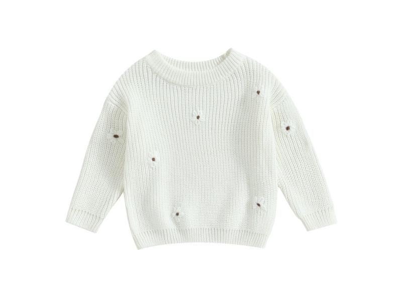 Baby Girl Autumn Fall Long Sleeve Crew Neck Flower Knit Sweater Winter Warm Carousel 1