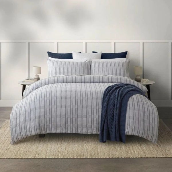Iva Duvet Set by Baksana - Denim Blue Carousel 1