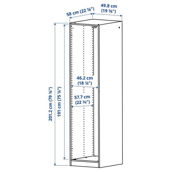 IKEA PAX Wardrobe Frame, White 50X58X201cm Carousel 5