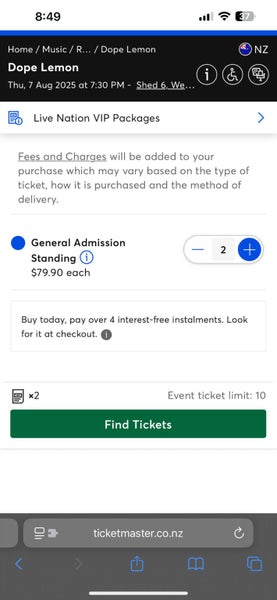 Dope Lemon Tickets Wellington - Auction for one62865825276930111