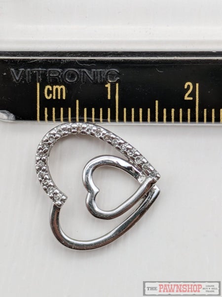 Double Heart Diamond Pendant in 9ct White Gold Carousel 7