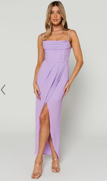 Lilac / Lavender Midi Dress - High/Low Wrap [Corset Dress] Carousel 1