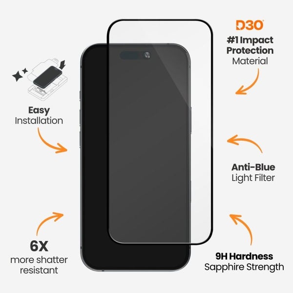 EFM ScreenSafe Glass with D3O Screen Armour For iPhone 15/16 - Clear Carousel 2