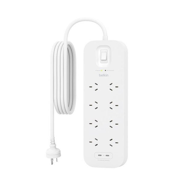 Belkin Connect 8 Outlet Surge Protector (with Dual USB-C 30W) - White Carousel 2