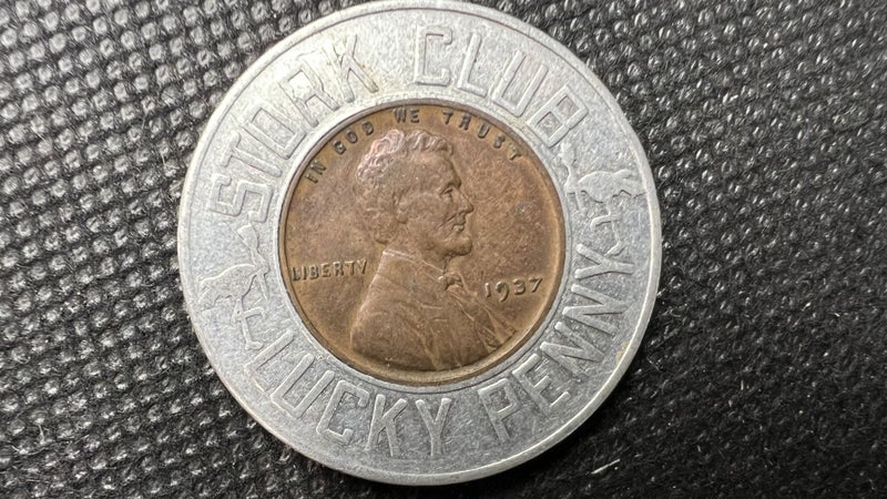 1937 Stork Club - One Penny Good Luck Token - Lot E465 Carousel 1