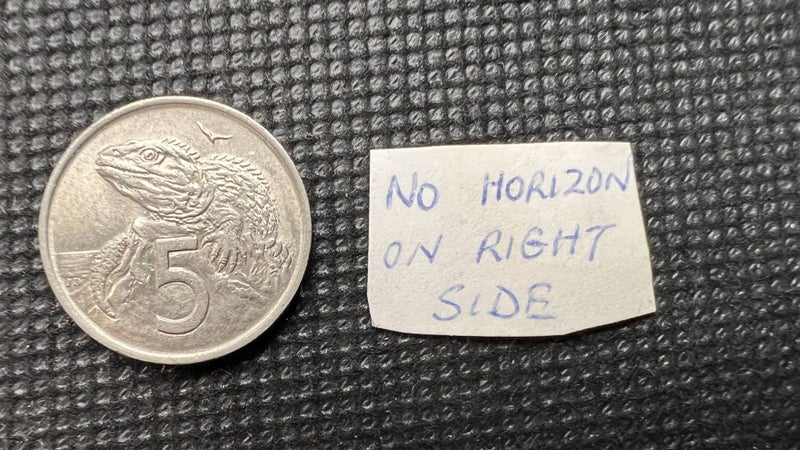 New Zealand 1967 5 Cent Coin – Mint Error: Missing Horizon - Lot E468 Carousel 1