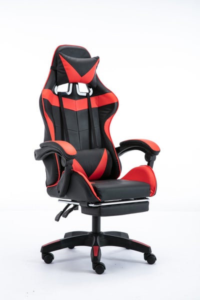 Gaming Chair with Footrest Black & Red New62864738069762111