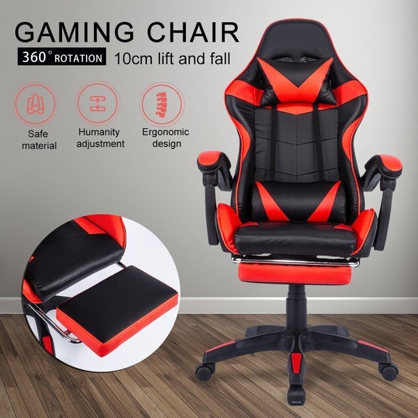 Gaming Chair with Footrest Black & Red New62864738069762112