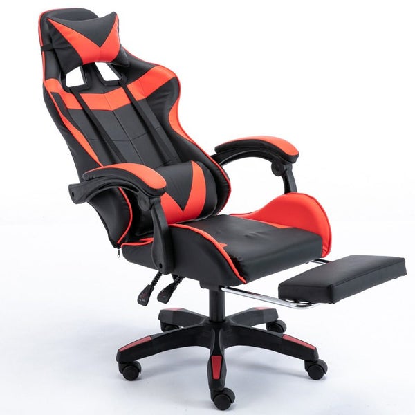 Gaming Chair with Footrest Black & Red New62864738069762113