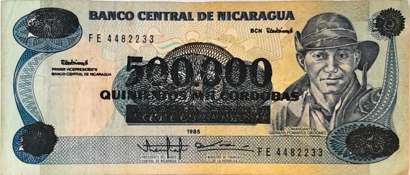 NICARAGUA 1990 500,000 Cordobas banknote VF Carousel 1