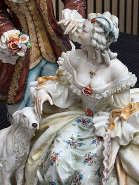 Porcellane Capodimonte Principe by C. Mollica Aristocratic Couple w/ Borzoi Dog62935698401666112