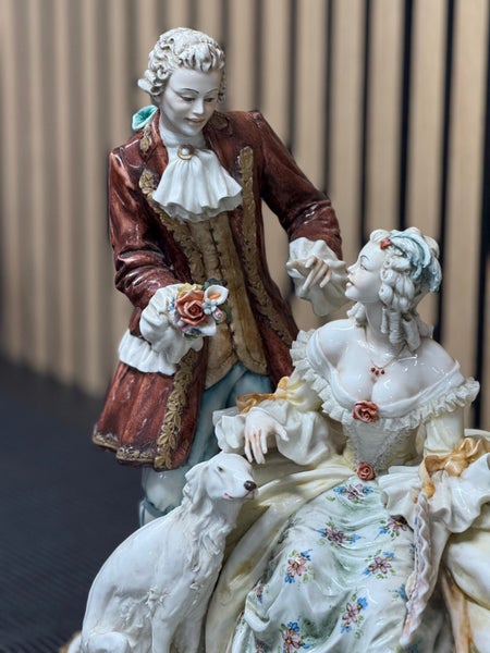 Porcellane Capodimonte Principe by C. Mollica Aristocratic Couple w/ Borzoi Dog62935698401666112