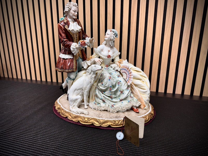 Porcellane Capodimonte Principe by C. Mollica Aristocratic Couple w/ Borzoi Dog62935698401666111