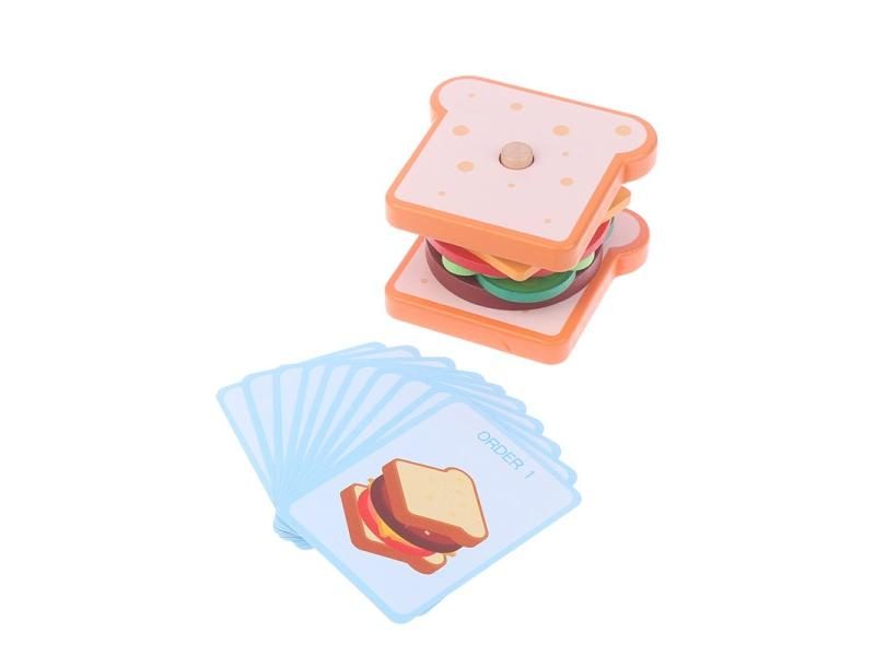 Montessori Toy For Kids Wooden Hamburger Sandwich French Fries Sorting Stacking Carousel 1