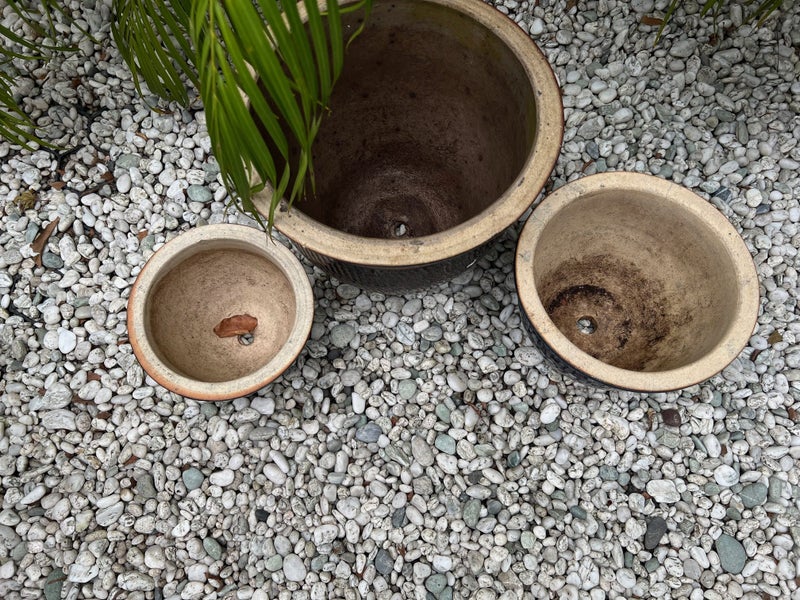 $1 Reserve-Three Attractive Vintage Glazed Planters Carousel 2