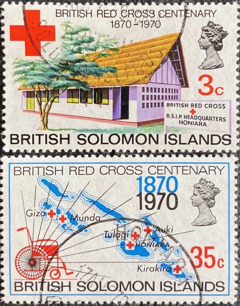 Solomon Islands 1970 Centenary of British Red Cross -Set of 2 stamps FU CAT$1. Carousel 1