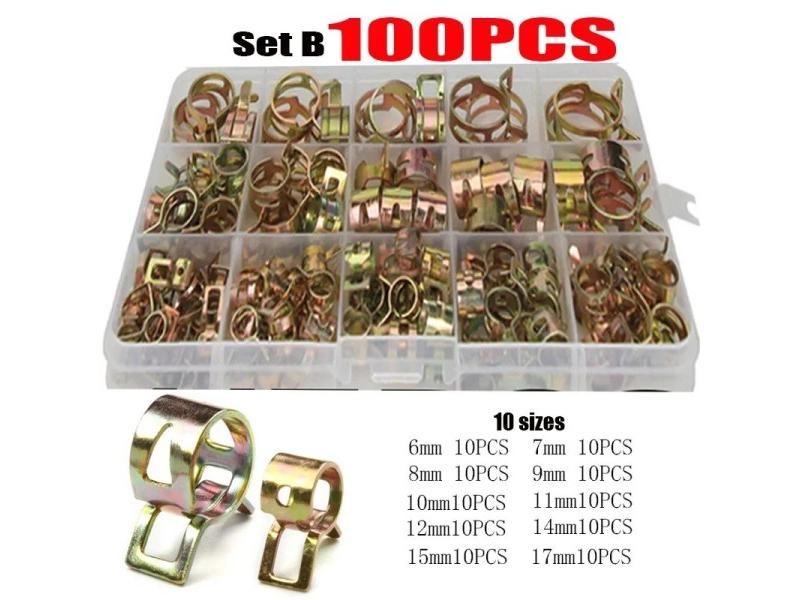 75/100/155PCS Car Truck Spring Clips Fuel Oil Water Hose Clip Pipe Tube Clamp Carousel 1
