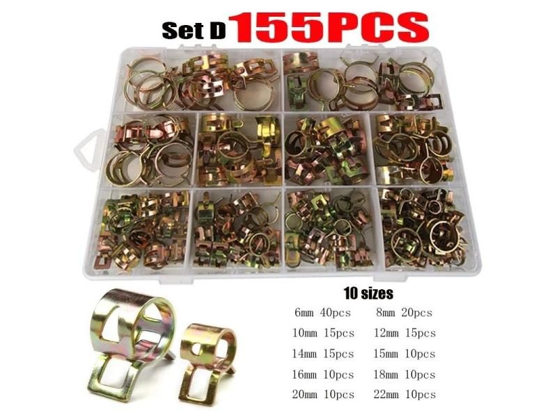 75/100/155PCS Car Truck Spring Clips Fuel Oil Water Hose Clip Pipe Tube Clamp Carousel 2