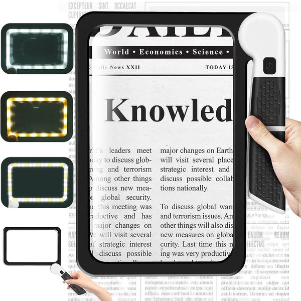 5X Magnifying Glass with Light, Lightweight Full Page Magnifier for Reading Carousel 1