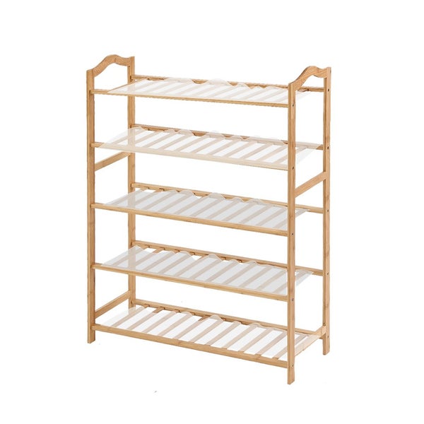 Levede Bamboo Shoe Rack Storage Wooden Organizer Shelf Stand 5 Tiers Layers 80cm Carousel 1