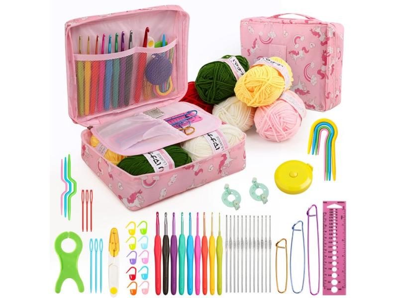 59Pcs/Set Crochet Set DIY Beginner Crochet Hook Kit With Storage Bag Material Carousel 1