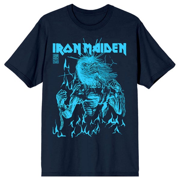 Iron Maiden 50 Life After Death Flames Blue T Shirt Carousel 1