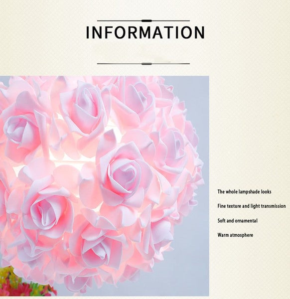 Elosung Pink Green Roses And Silver Base Romantic Red Flower Table Lamp - Crysta Carousel 2
