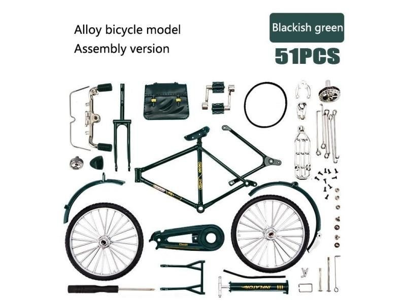 DIY Assembly Kit Mini Alloy Model Retro Nostalgic Bicycle 1:10 Fun DIY To Carousel 1